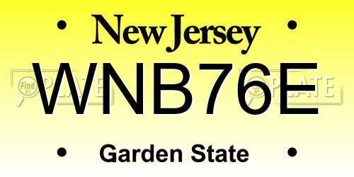 WNB76E New Jersey License Plate