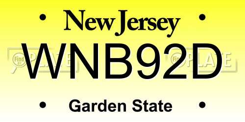 WNB92D New Jersey License Plate