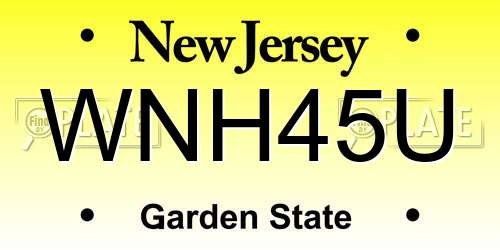 WNH45U New Jersey License Plate