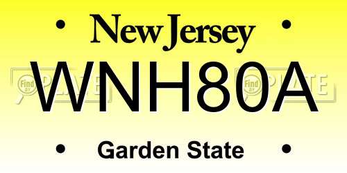 WNH80A New Jersey License Plate