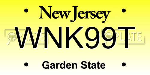 WNK99T New Jersey License Plate