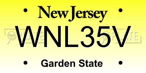 WNL35V New Jersey License Plate
