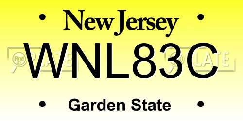 WNL83C New Jersey License Plate