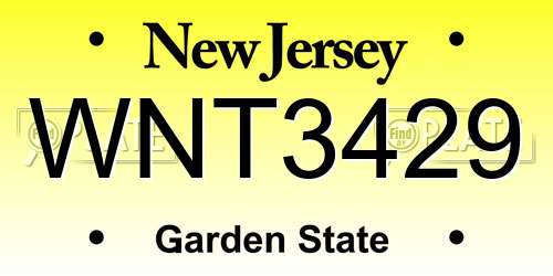 WNT3429 New Jersey License Plate