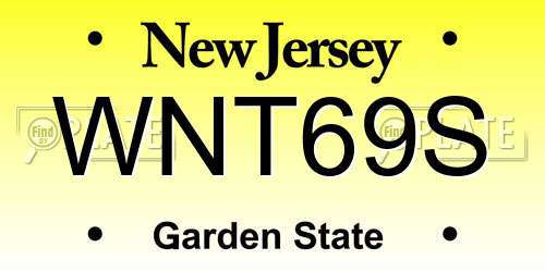 WNT69S New Jersey License Plate