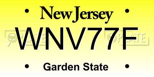 WNV77F New Jersey License Plate