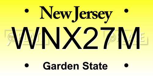 WNX27M New Jersey License Plate