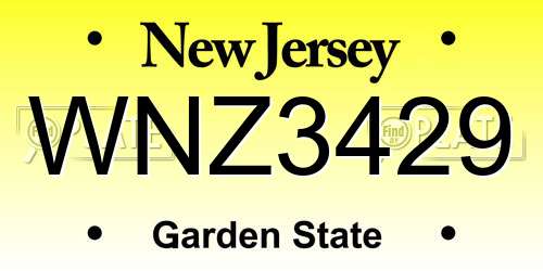 WNZ3429 New Jersey License Plate