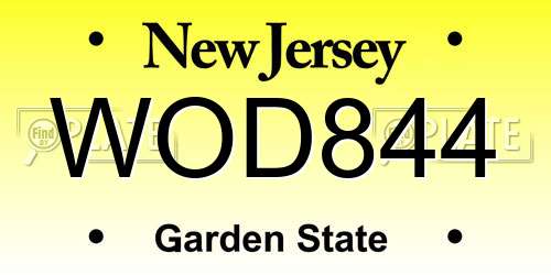 WOD844 New Jersey License Plate
