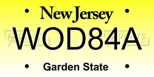 WOD84A New Jersey License Plate