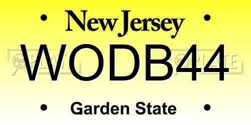 WODB44 New Jersey License Plate