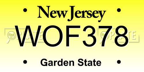 WOF378 New Jersey License Plate