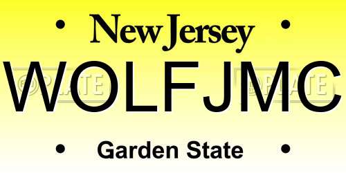 WOLFJMC New Jersey License Plate