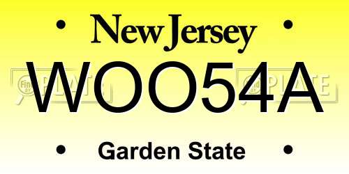 WOO54A New Jersey License Plate