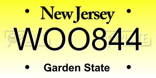WOO844 New Jersey License Plate