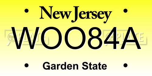 WOO84A New Jersey License Plate