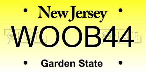 WOOB44 New Jersey License Plate