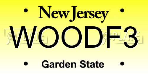 WOODF3 New Jersey License Plate