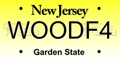 WOODF4 New Jersey License Plate