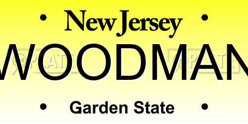 WOODMAN New Jersey License Plate