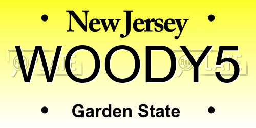 WOODY5 New Jersey License Plate