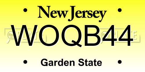 WOQB44 New Jersey License Plate