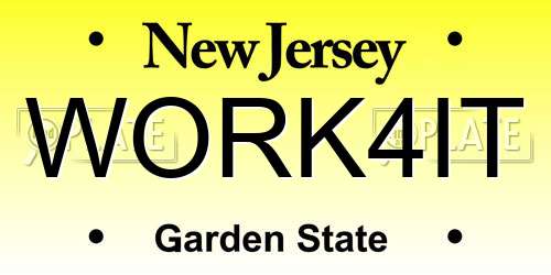 WORK4IT New Jersey License Plate
