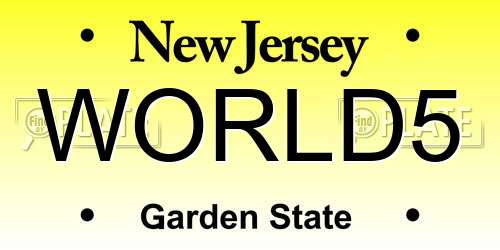 WORLD5 New Jersey License Plate