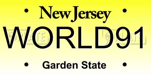 WORLD91 New Jersey License Plate