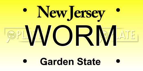 WORM New Jersey License Plate
