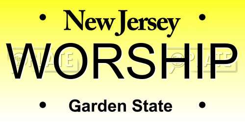 WORSHIP New Jersey License Plate