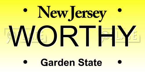 WORTHY New Jersey License Plate