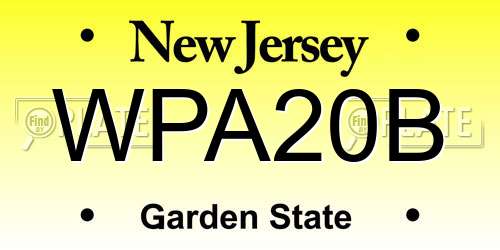 WPA20B New Jersey License Plate
