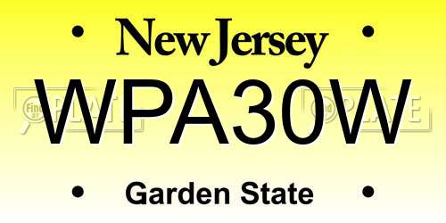 WPA30W New Jersey License Plate