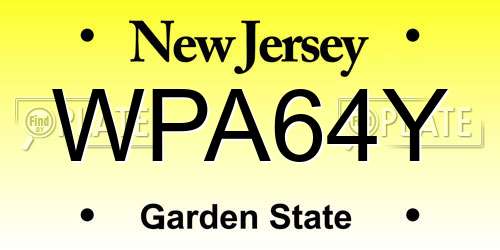 WPA64Y New Jersey License Plate