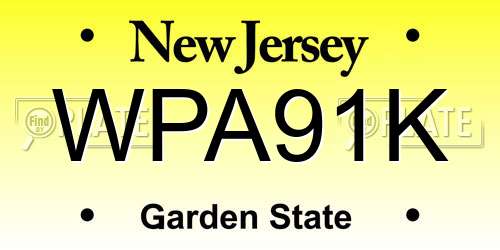 WPA91K New Jersey License Plate