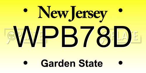 WPB78D New Jersey License Plate