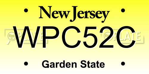 WPC52C New Jersey License Plate