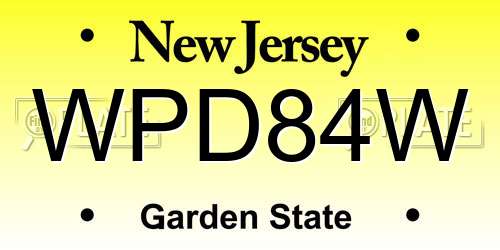 WPD84W New Jersey License Plate