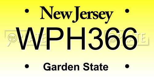 WPH366 New Jersey License Plate