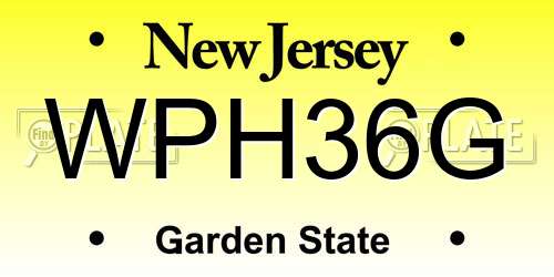 WPH36G New Jersey License Plate