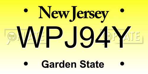 WPJ94Y New Jersey License Plate