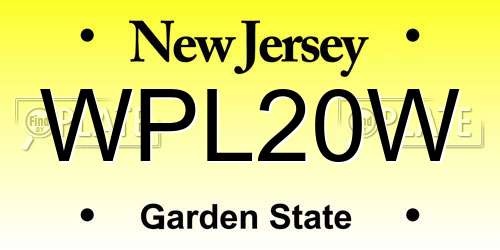WPL20W New Jersey License Plate