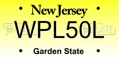 WPL50L New Jersey License Plate