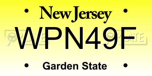 WPN49F New Jersey License Plate