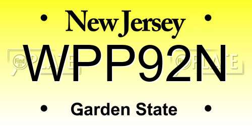 WPP92N New Jersey License Plate