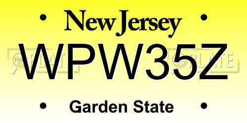 WPW35Z New Jersey License Plate