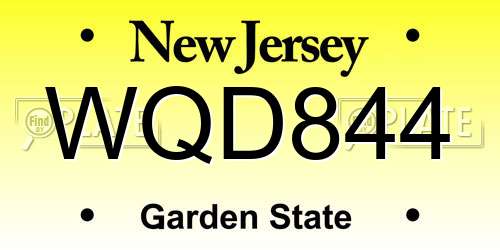 WQD844 New Jersey License Plate