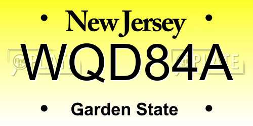 WQD84A New Jersey License Plate