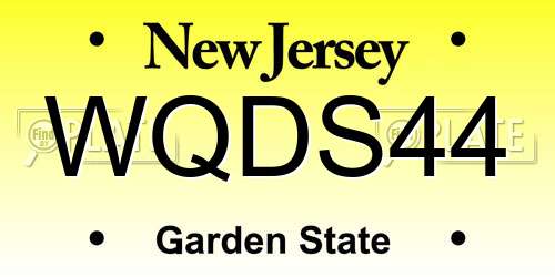 WQDS44 New Jersey License Plate
